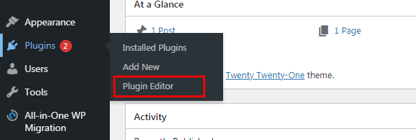 Locating Plugin Editor in WordPress