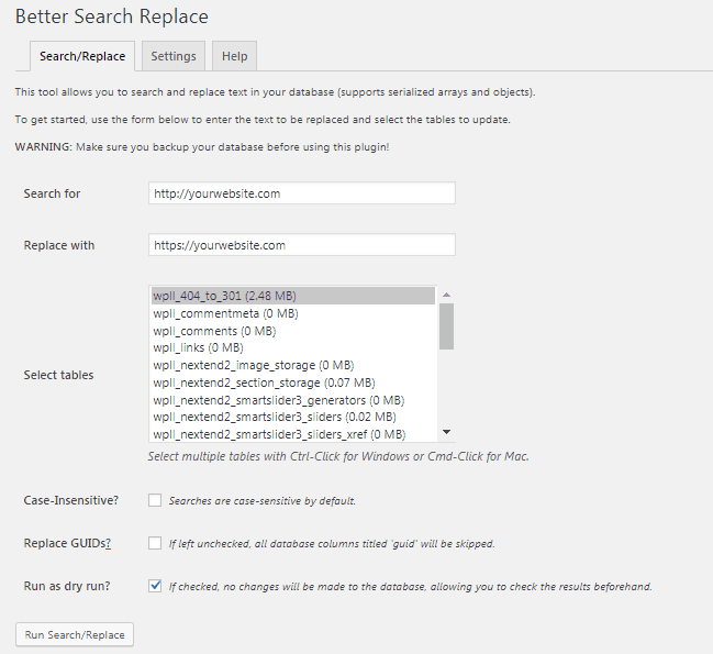 Better Search Replace
