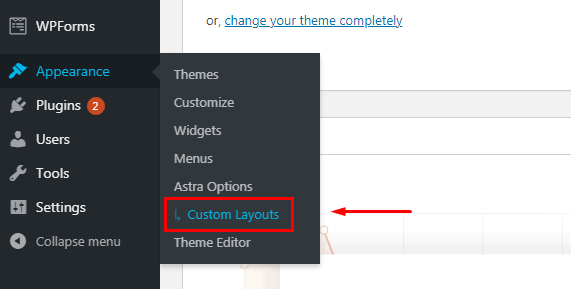 Click Custom Layouts in Astra WordPress