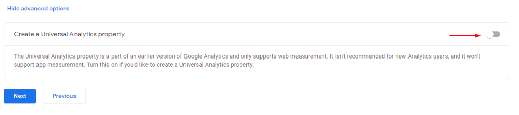 Create Universal Analytics property