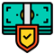 Stack of money with a secure shield