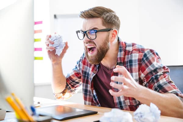 Frustrated person at work