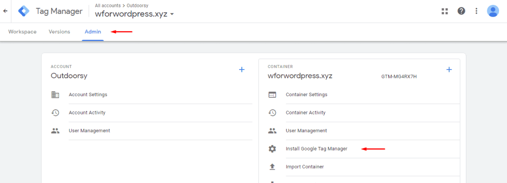 Install Google tag manager