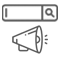 A search bar and loudspeaker