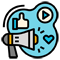 Random like, heart, video and loudspeaker