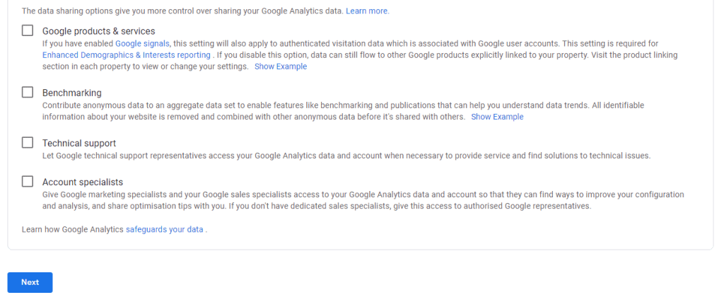 Sharing data with Google Analytics