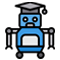 A robot wearing a graduation cap