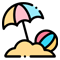 Beach ball and umbrella