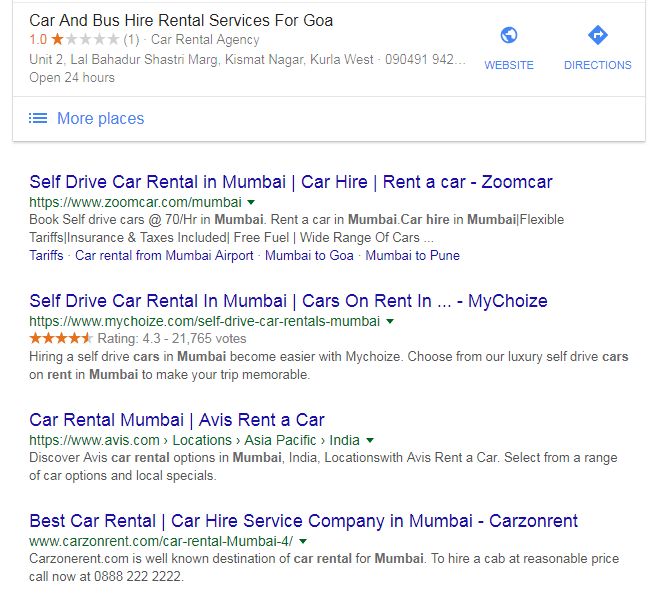 Typical Google Ad